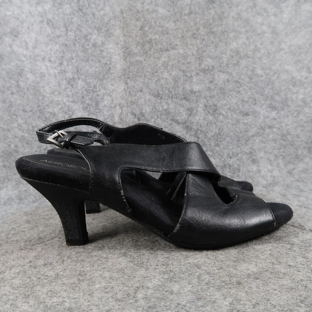 Aerosoles Shoes Womens 6 Slingback Pumps Fax Break Comfort Fashion Black Heels